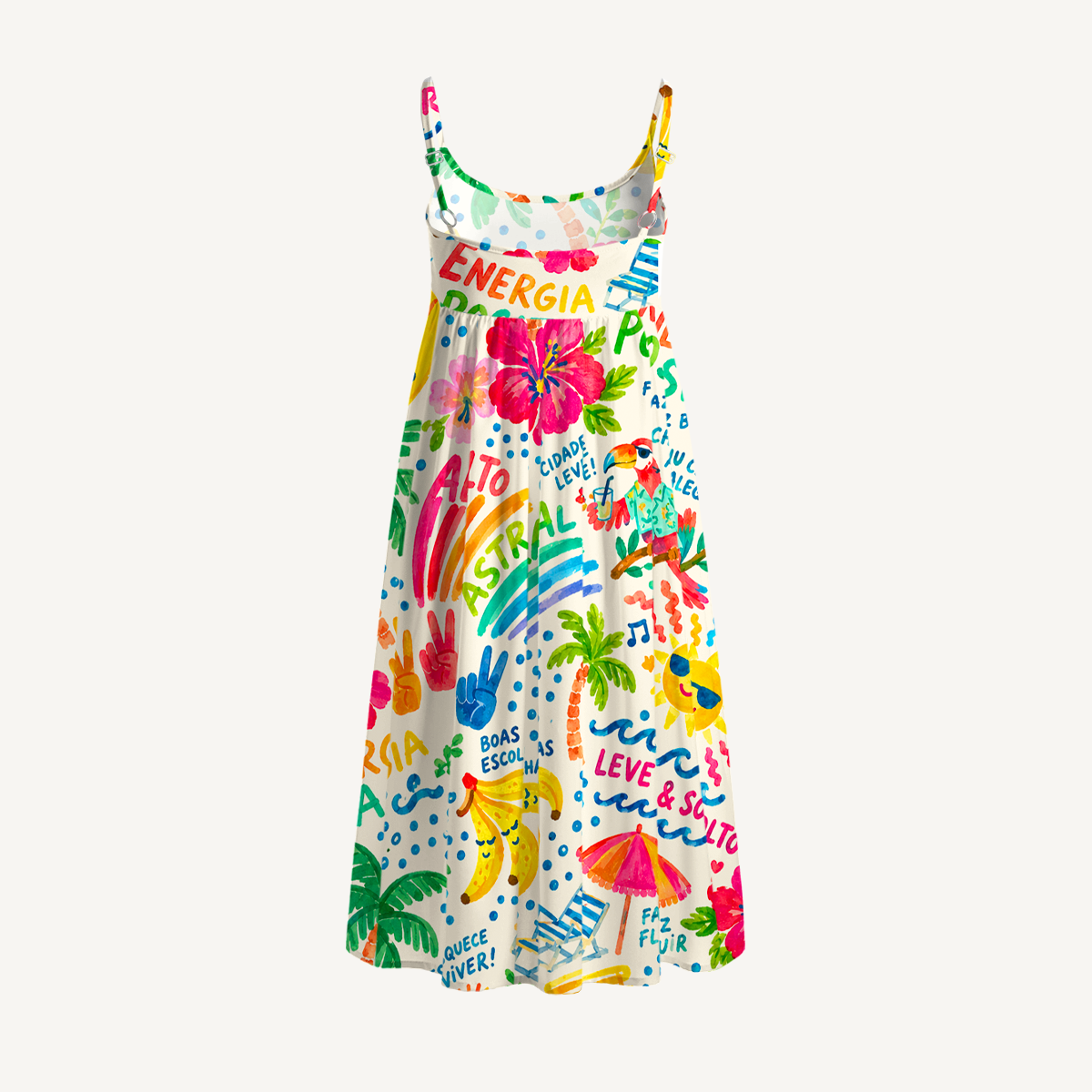 Rainbow Escape Print Spaghetti Strap Mini Dress