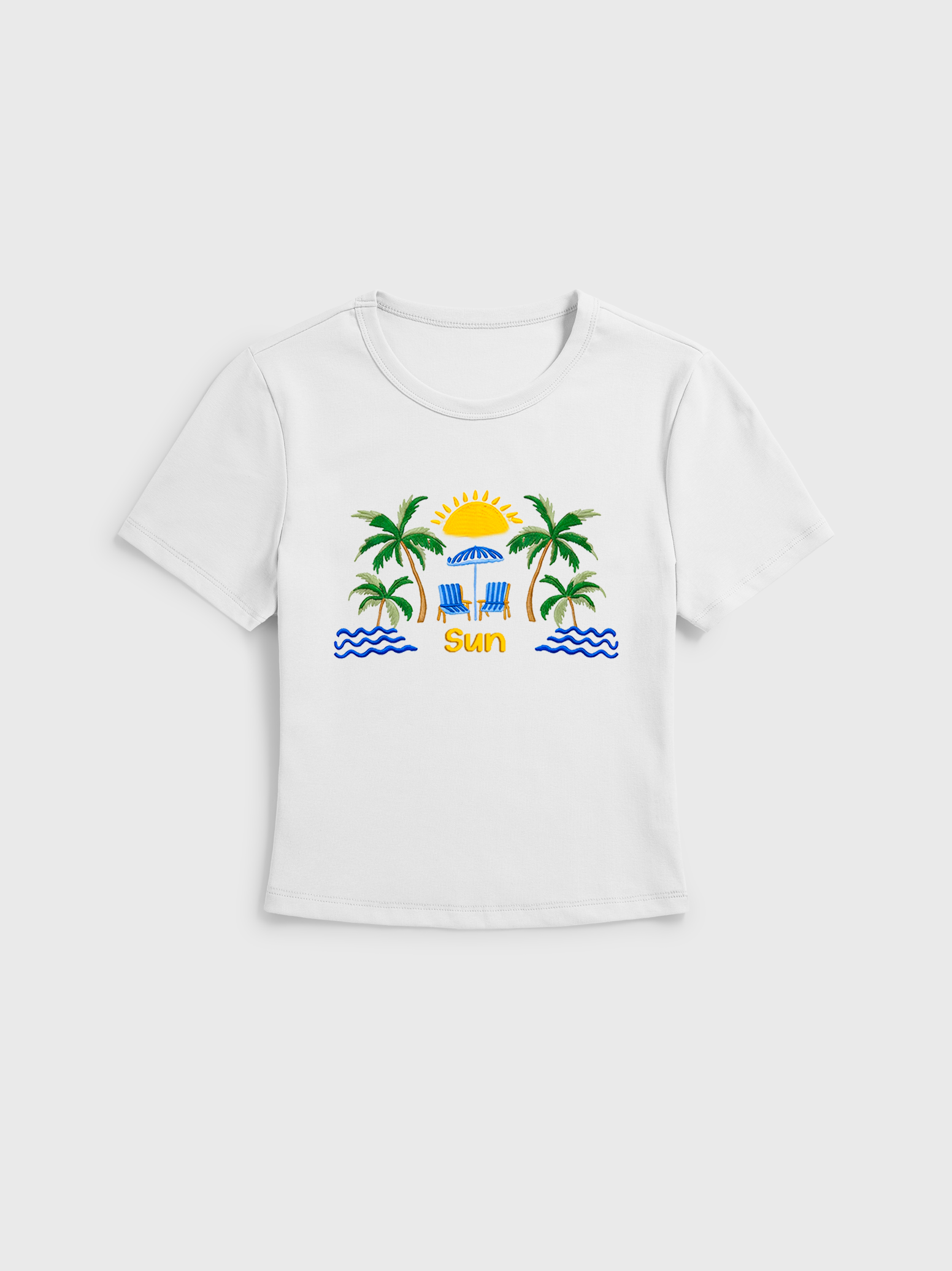 Lemon & Palm Beach Print Crew Neck Cotton Tee