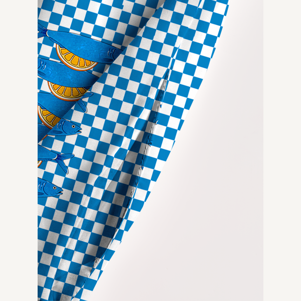 Blue Check Lemon Wide Straps Maxi Dress With Pockets