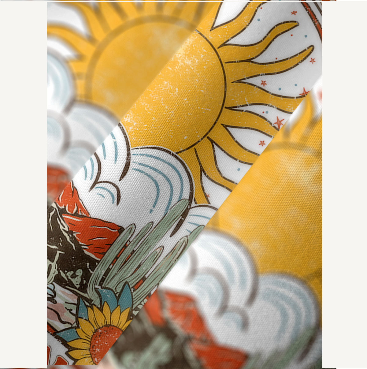 Western Sun & Cact Kimono Sleeve Kaftan Dress
