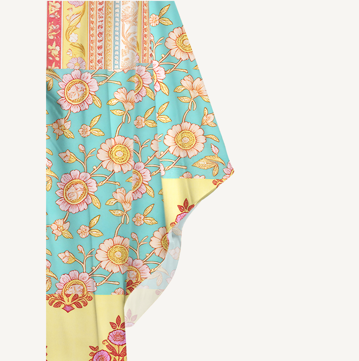 Paisley Inspired Pattern Soft Kaftan Maxi Dress