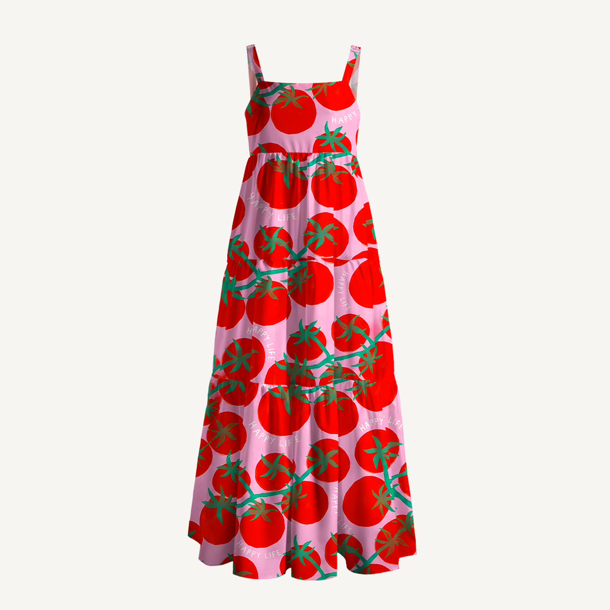 Tomato Garden Delight Summer Maxi Dress