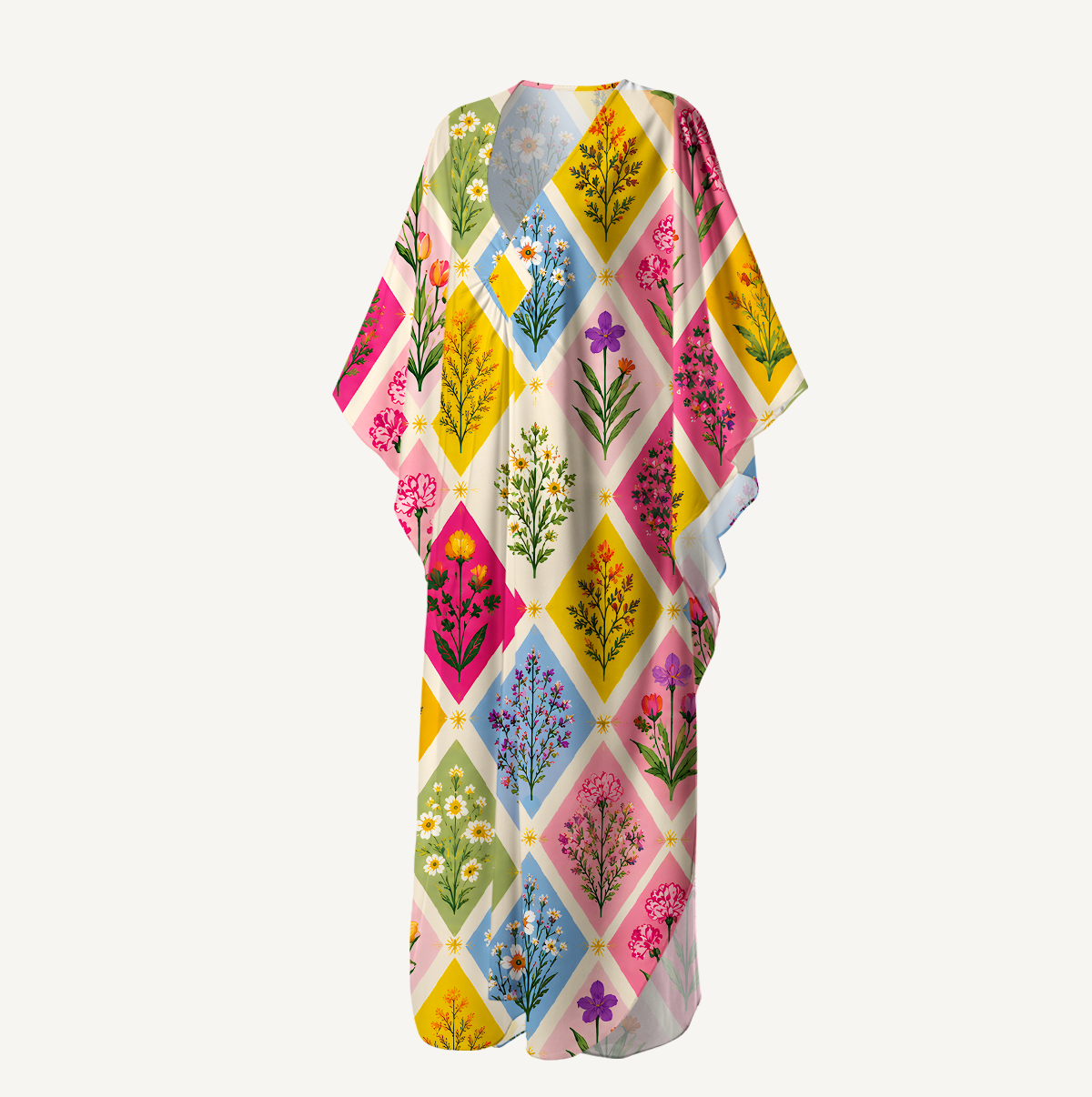Petal Patchwork Kimono Sleeve Kaftan Dress