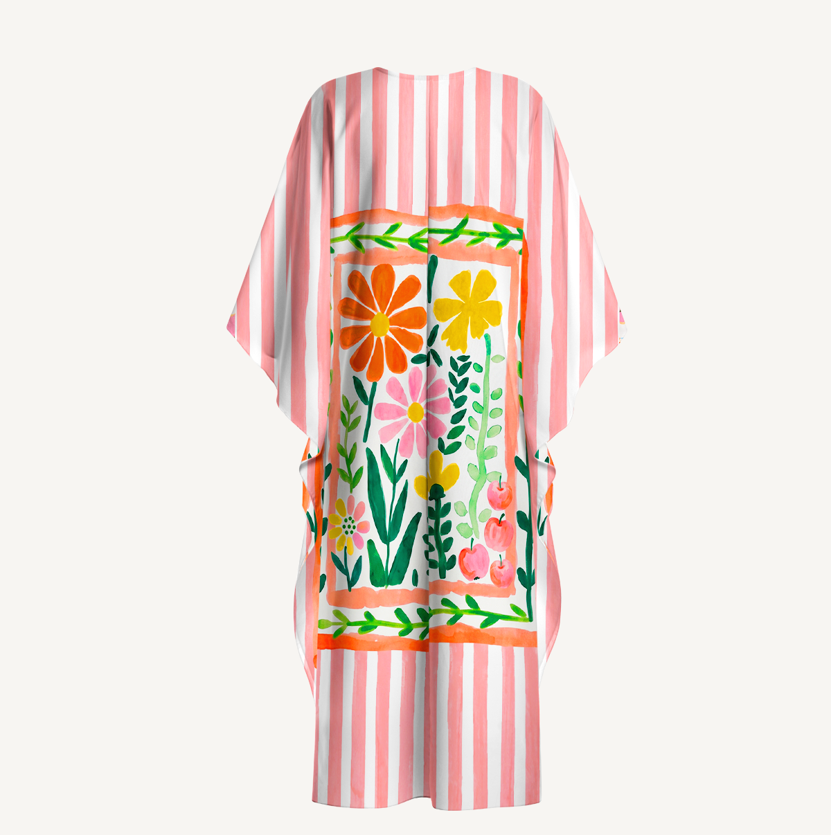 Tropical Floral & Palm Kimono Sleeve Kaftan Dress