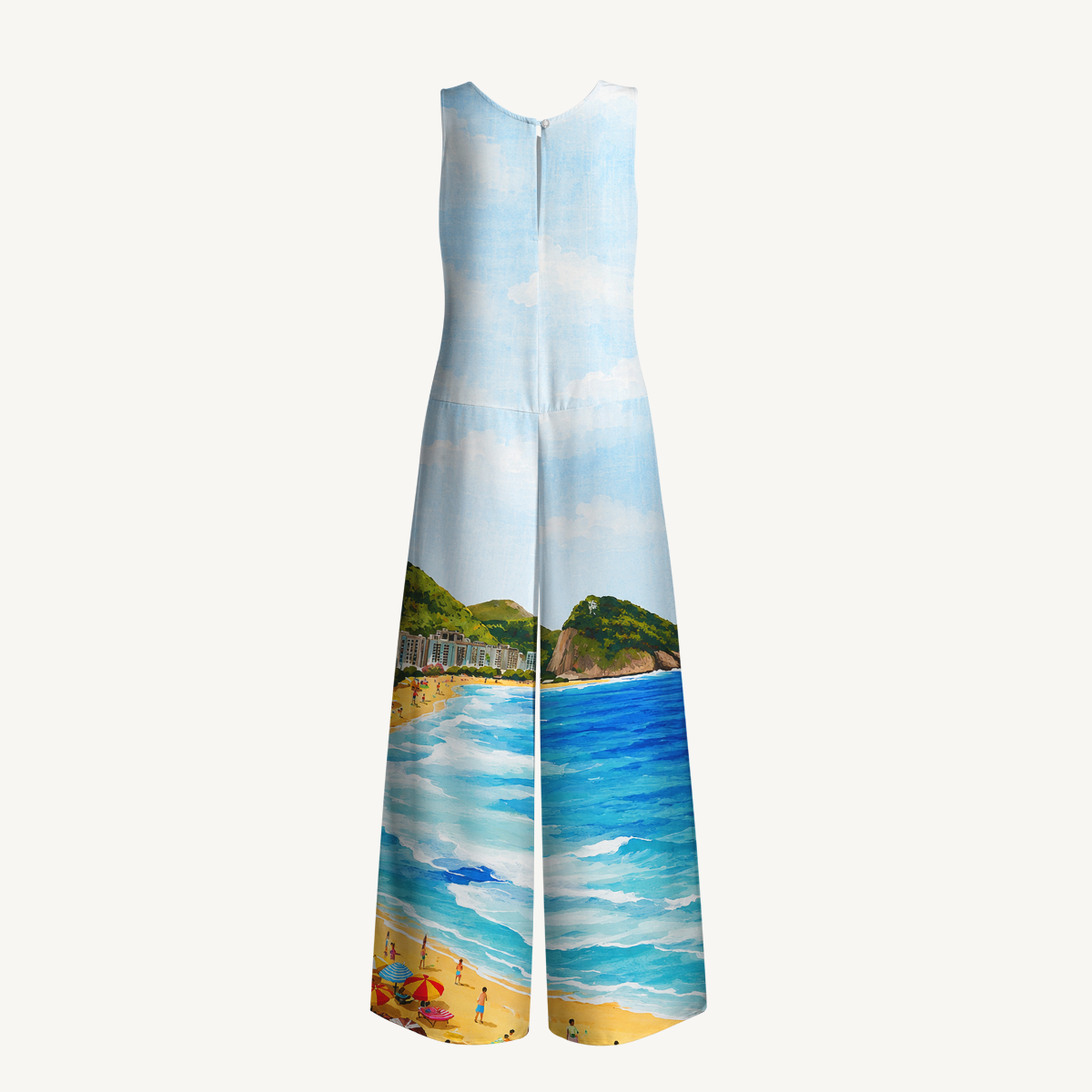 Rio Beach Scene Jumpsuit with Pockets for Women
