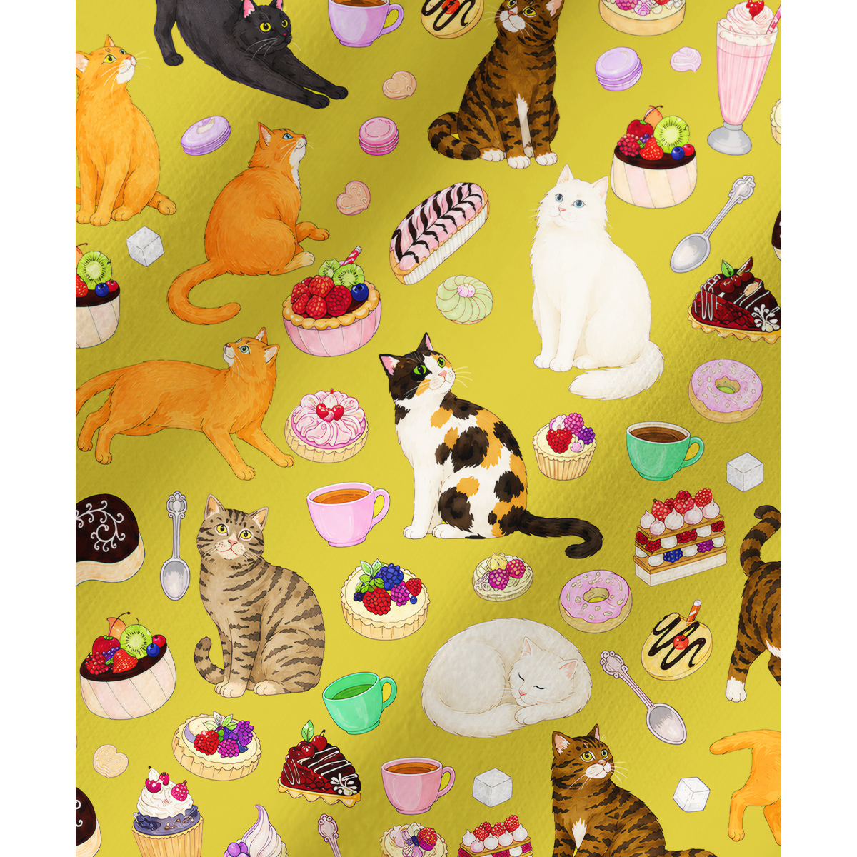 Playful Tea Party Cat & Dessert Long Sleeves Pajama Sets