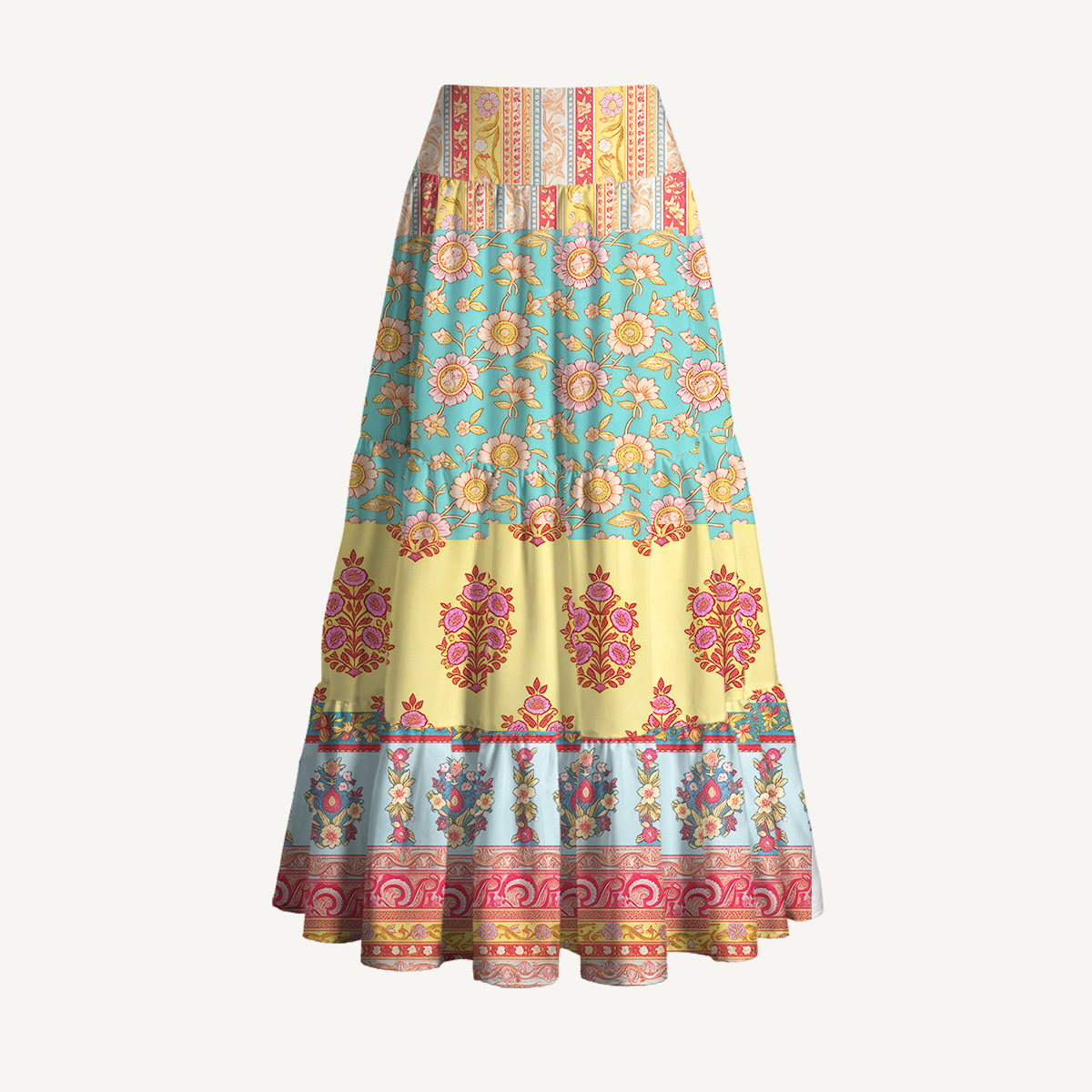 Paisley Inspired Pattern Convertible Maxi Skirt & Strapless Dress