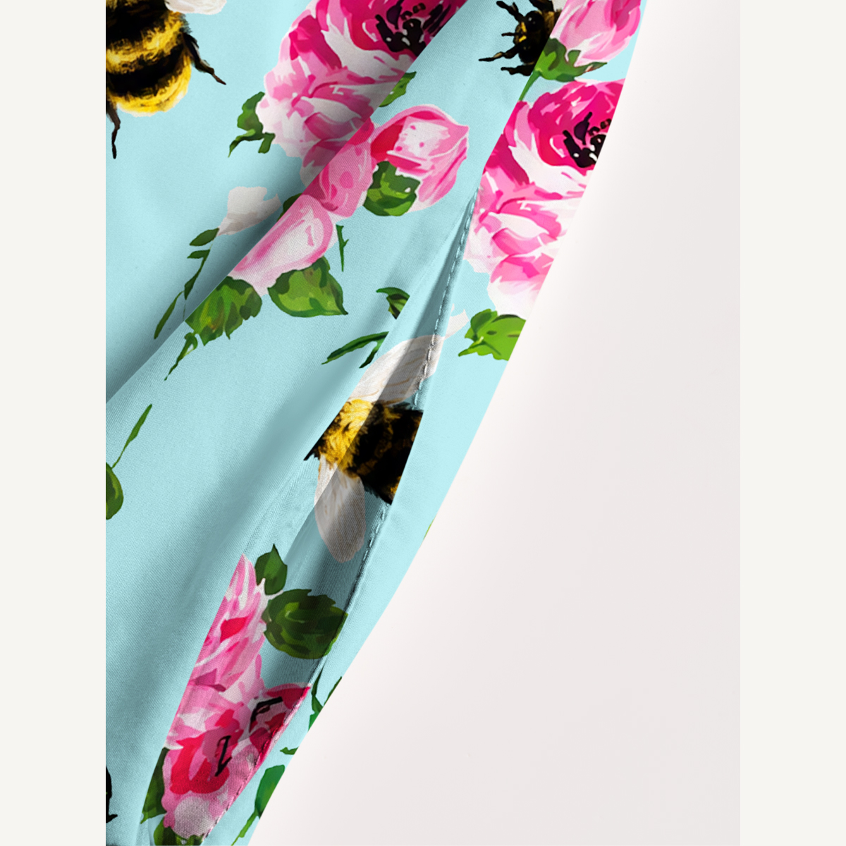 Pink Rose & Bumblebee Garden Print Strap Maxi Dress With Pockets