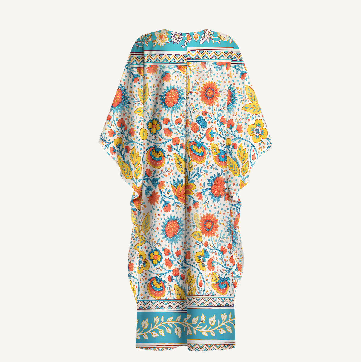 Moroccan Garden Pattern Soft Kaftan Maxi Dress
