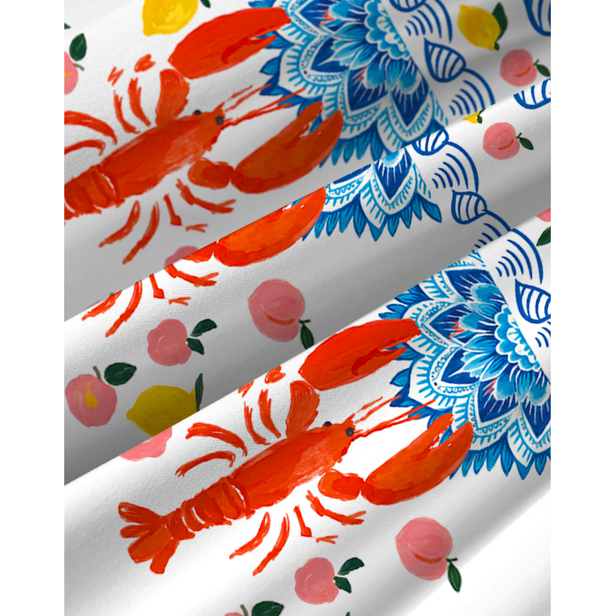 Lobster & Lemon Patchwork Spaghetti Strap Mini Dress