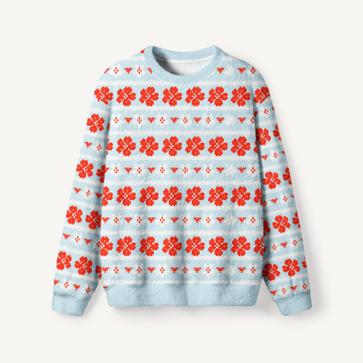 Floral Stripe Apple Flower Crewneck Sweater