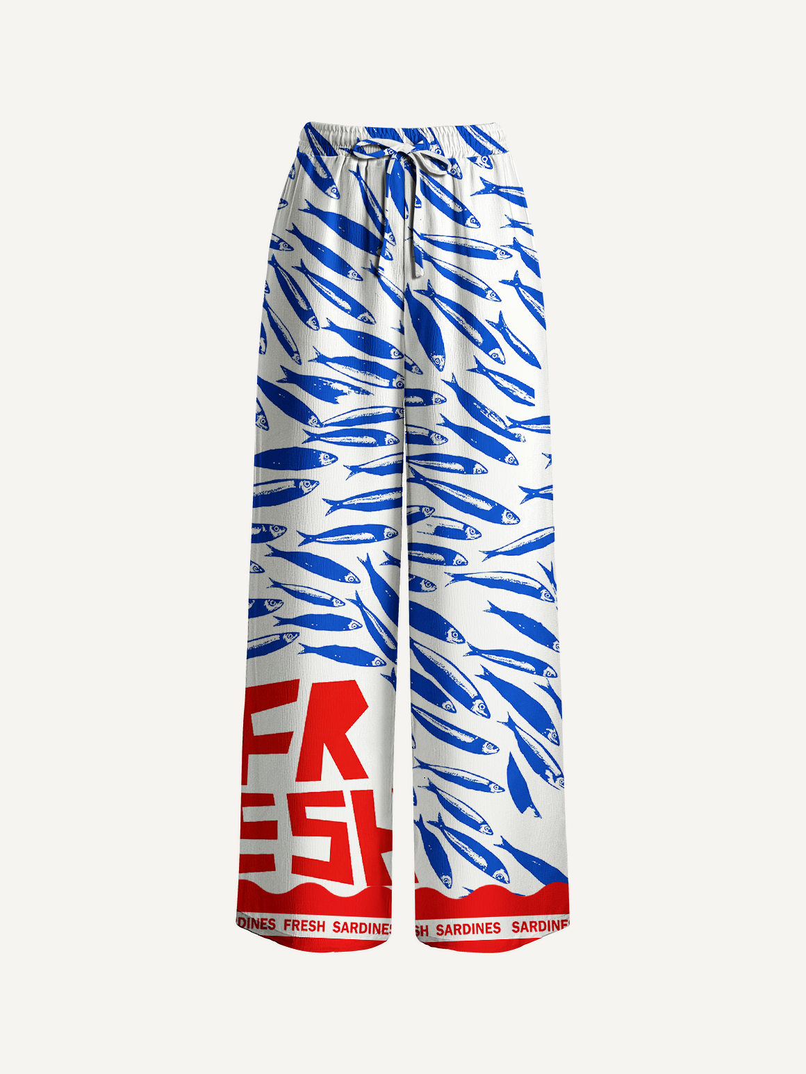 Blue Sardine & Fresh Wide Leg Tie Waist Pants With Pockets