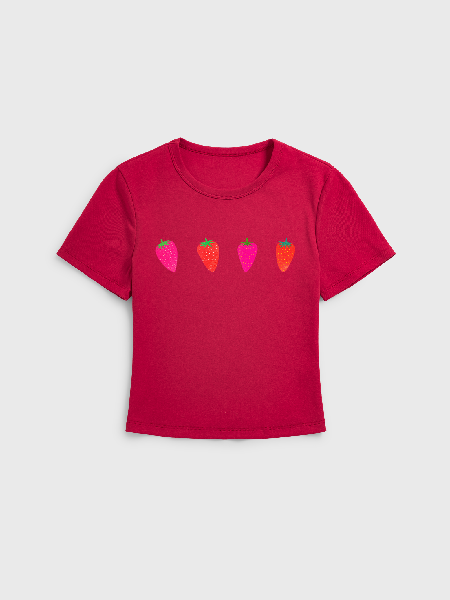 Strawberry print Baby Tee Womens