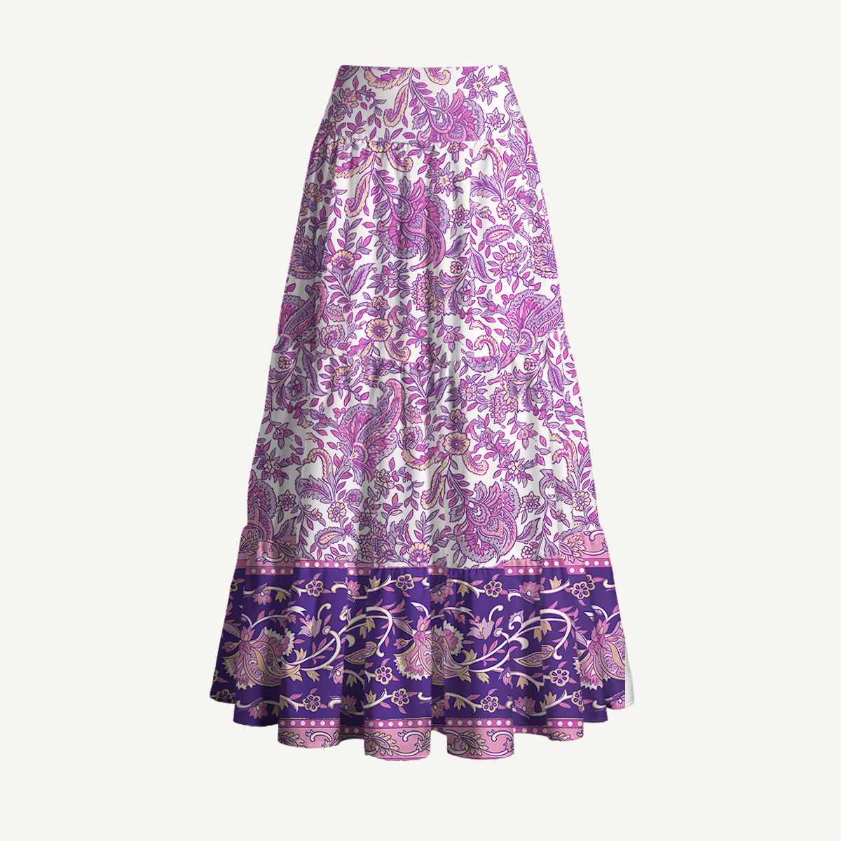 Violet Paisley Garden Print Convertible Maxi Skirt & Strapless Dress