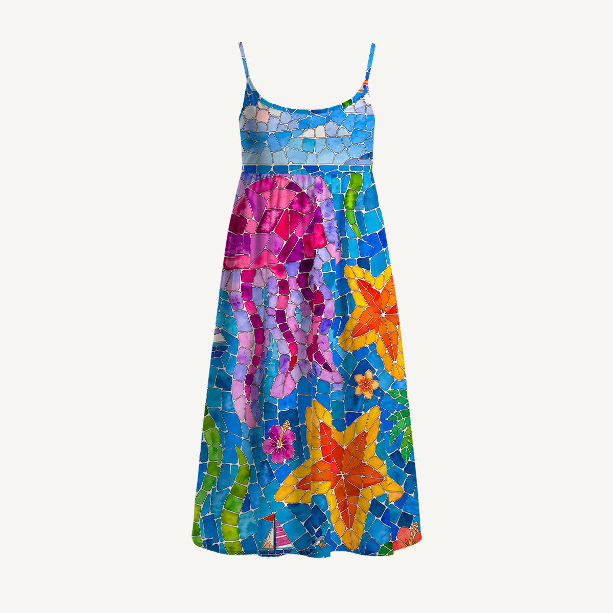 Under the Sea Print Spaghetti Strap Mini Dress