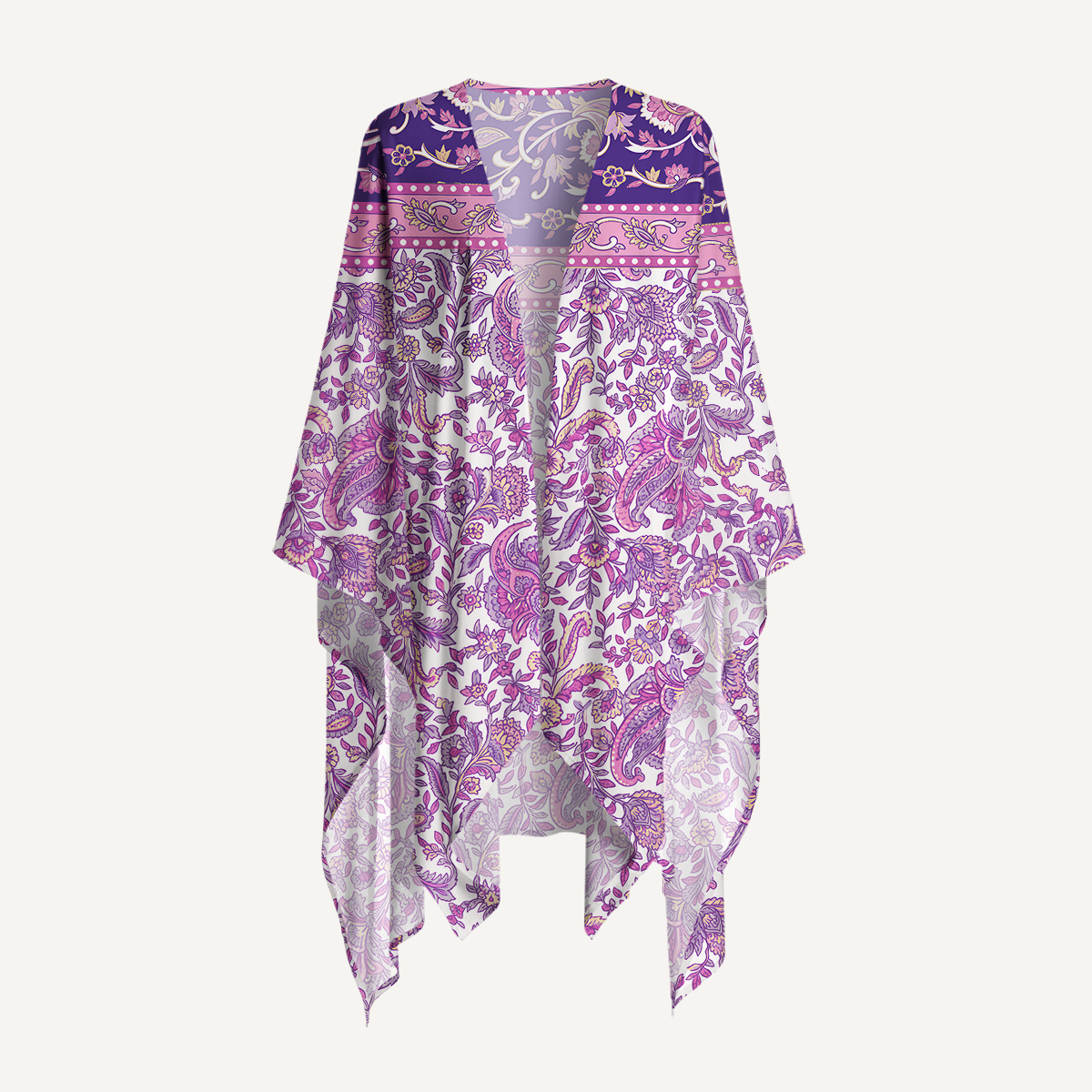 Violet Paisley Garden Print Kimono Wrap