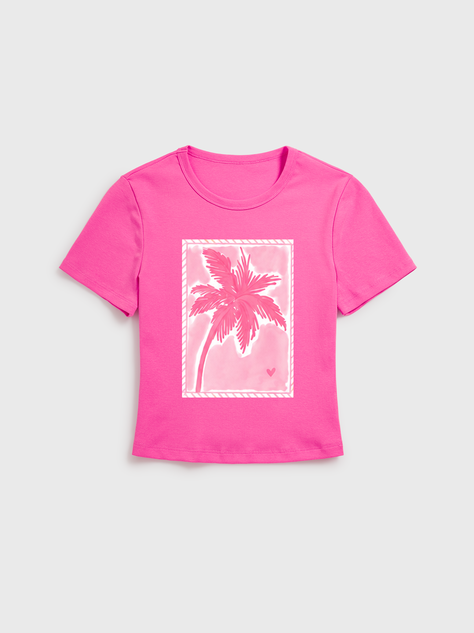 Coral Beach Postcard Print Crew Neck Cotton Tee