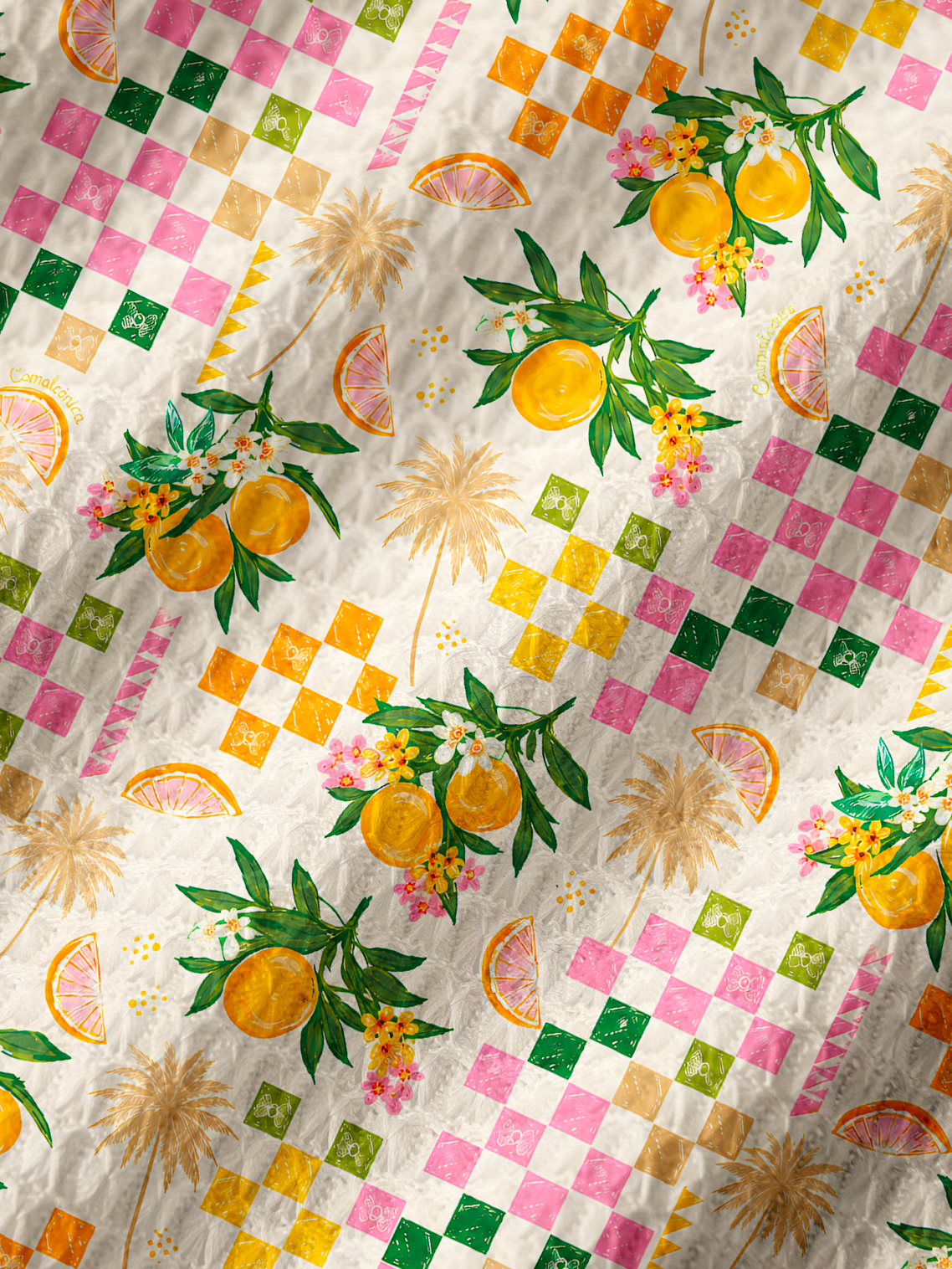 Citrus Breeze Printed Crochet Knit Maxi Dress