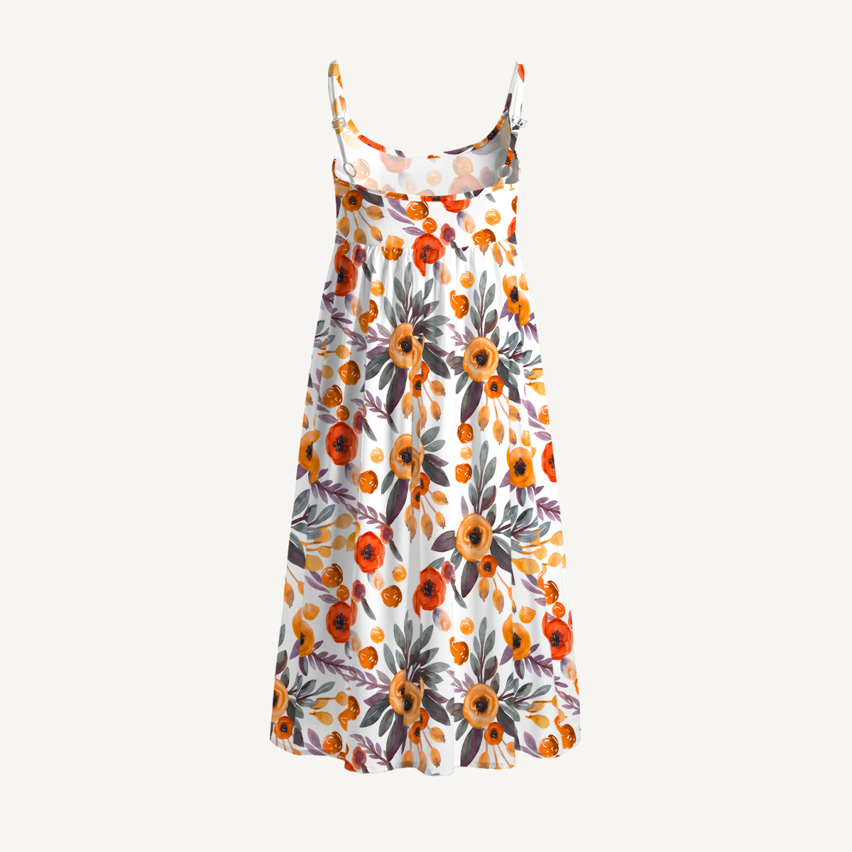 Golden Autumn Garden Print Mini Dress For Women