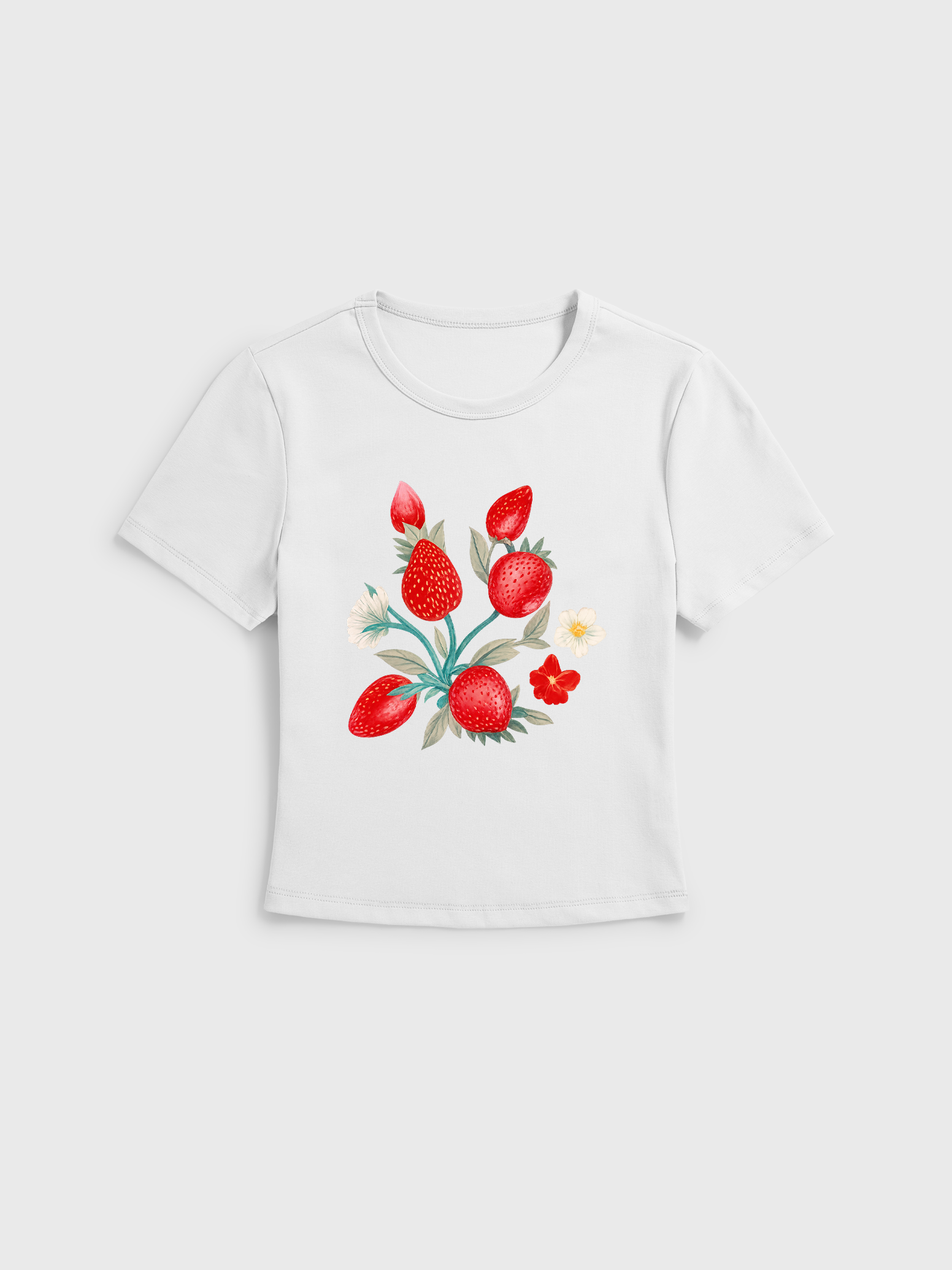 Fruit Party Vacation Print Crew Neck Cotton Tee
