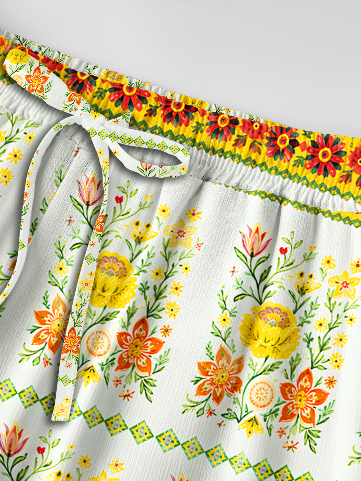 Sunny Floral Pattern Pants For Women With Pockets