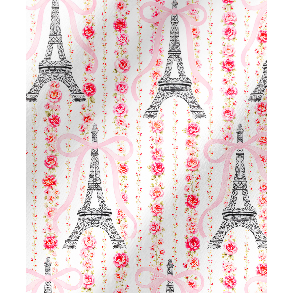 Parisian Rose & Ribbon Tower Long Sleeves Pajama Sets