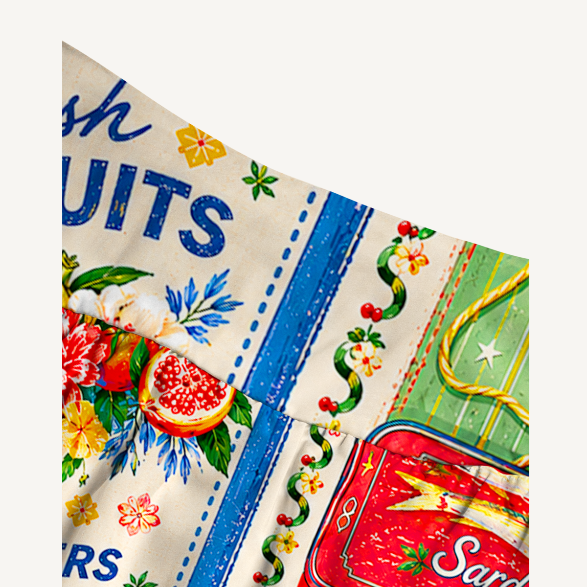 Fruits, Flowers & Fish Feast Print Maxi Skirt & Strapless Dress  