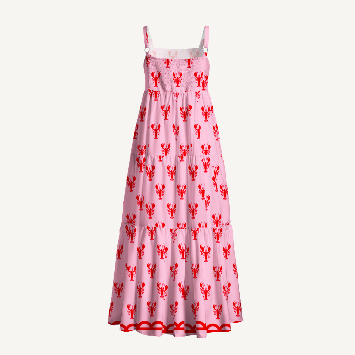 Pink Lobster Wide Straps Maxi Dress With Pockets