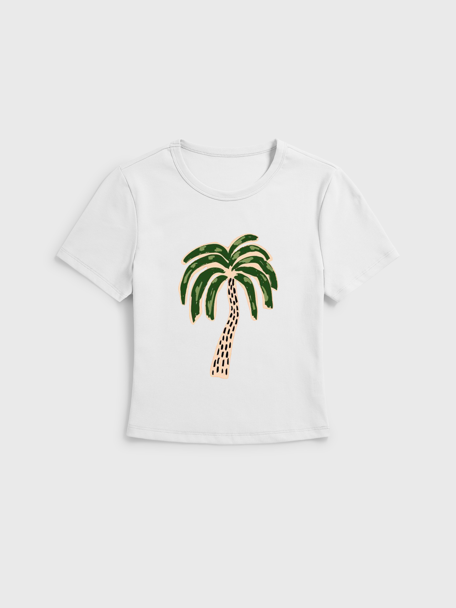 Boho Palm & Hibiscus Print Print Crew Neck Cotton Tee