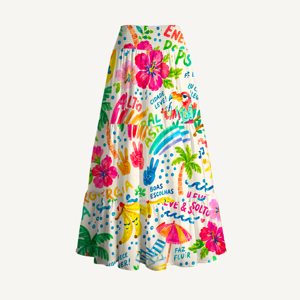 Rainbow Escape Print Maxi Skirt & Strapless Dress  
