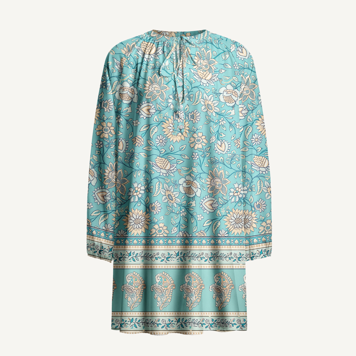 Turquoise Garden Paisley Womens Mini Dress