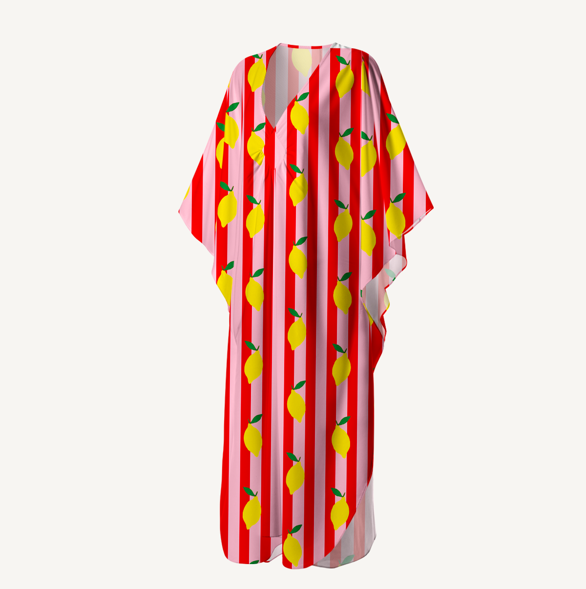 Citrus Stripe Kimono Sleeve Kaftan Dress
