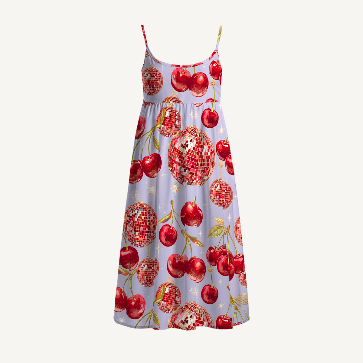 Cherry Disco Party Print Mini Dress For Women