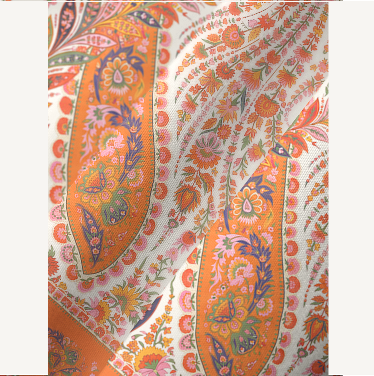 Coral Cascade Paisley Blossoms Soft Kaftan Maxi Dress