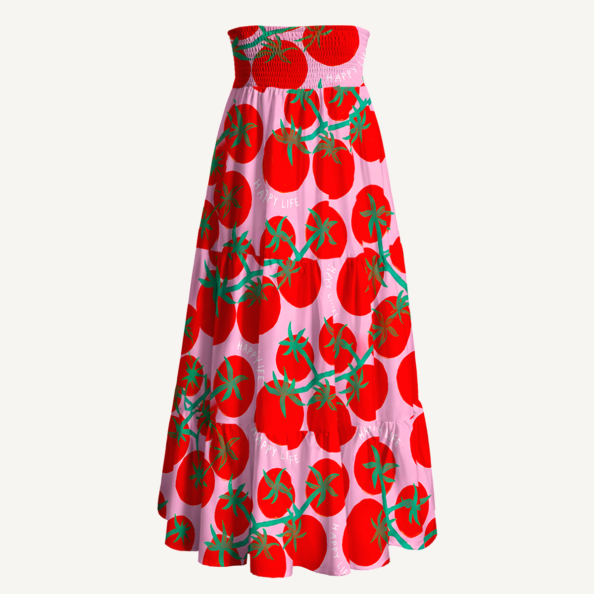 Tomato Garden Delight Summer Maxi Skirt