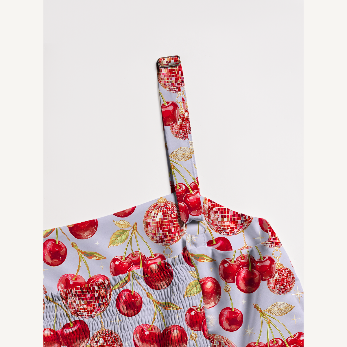Cherry Disco Party Print Soft Summer Maxi Dress With Pockets