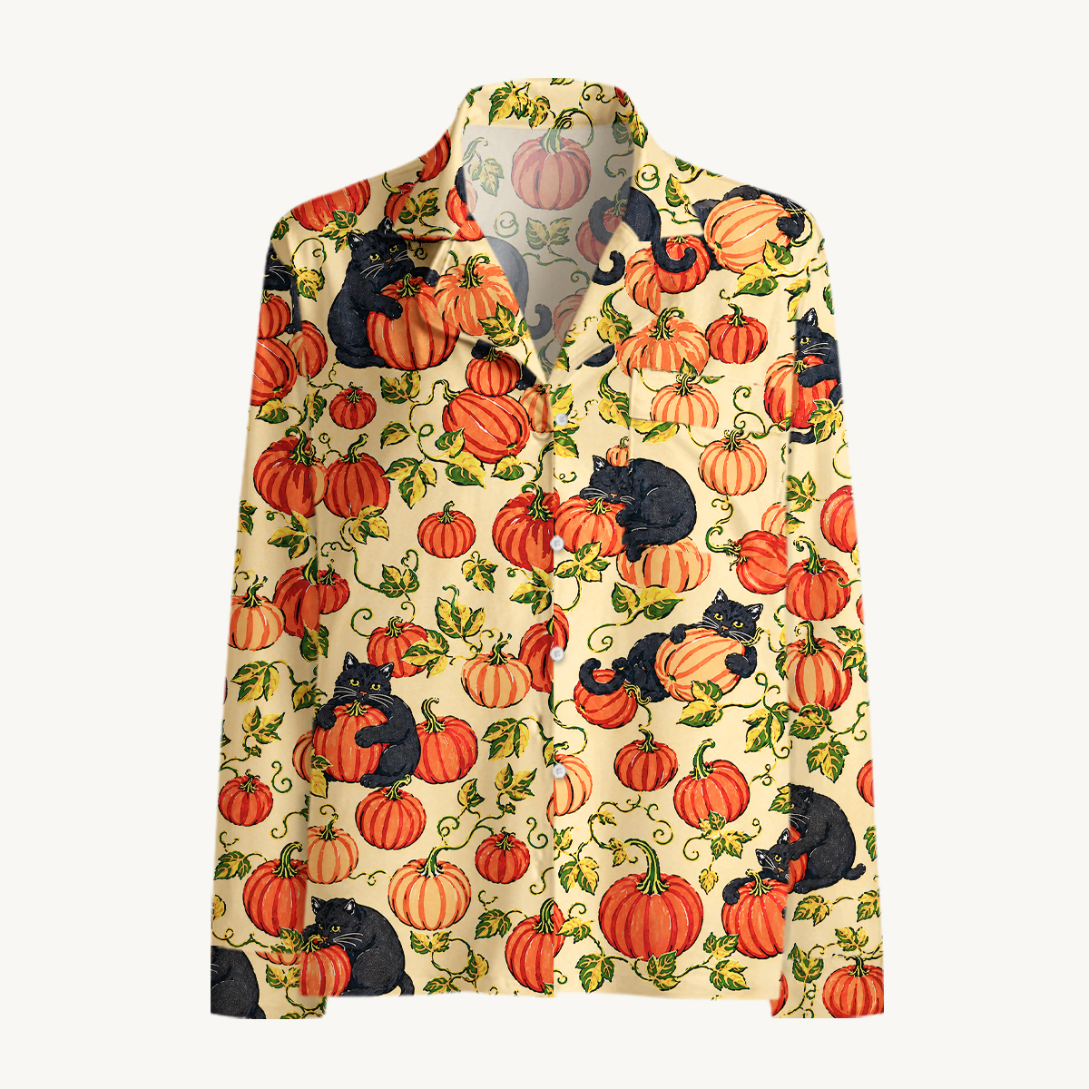 Black Cat & Pumpkin Patch Long Sleeves Pajama Sets