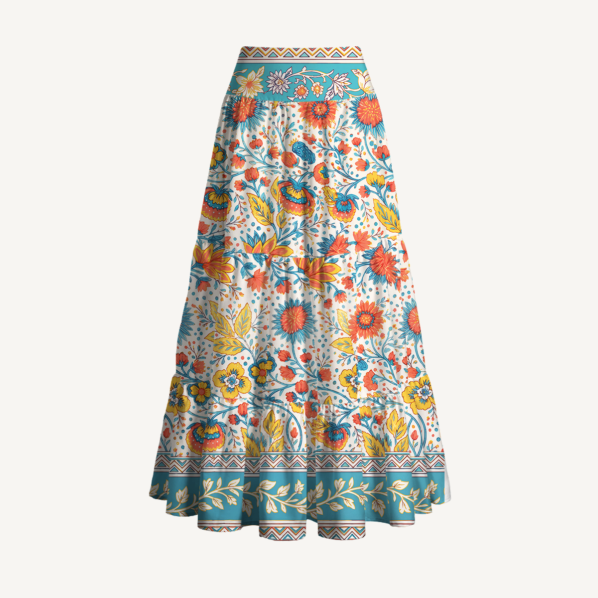 Moroccan Garden Pattern Convertible Maxi Skirt & Strapless Dress