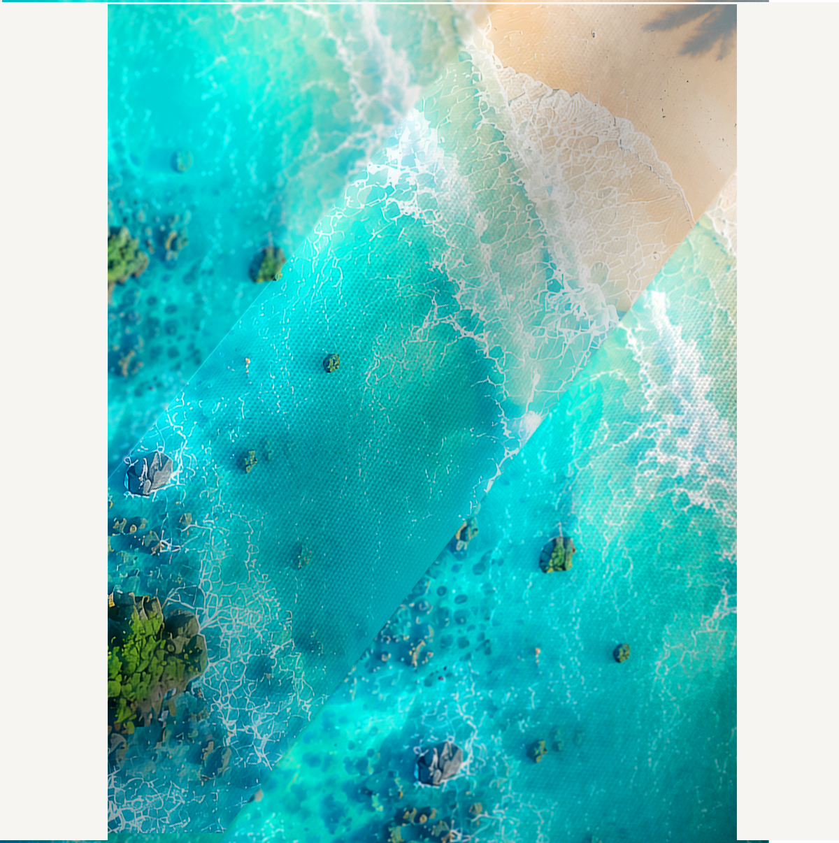 Turquoise Reef and Palm Shadows Kimono Sleeve Kaftan Dress