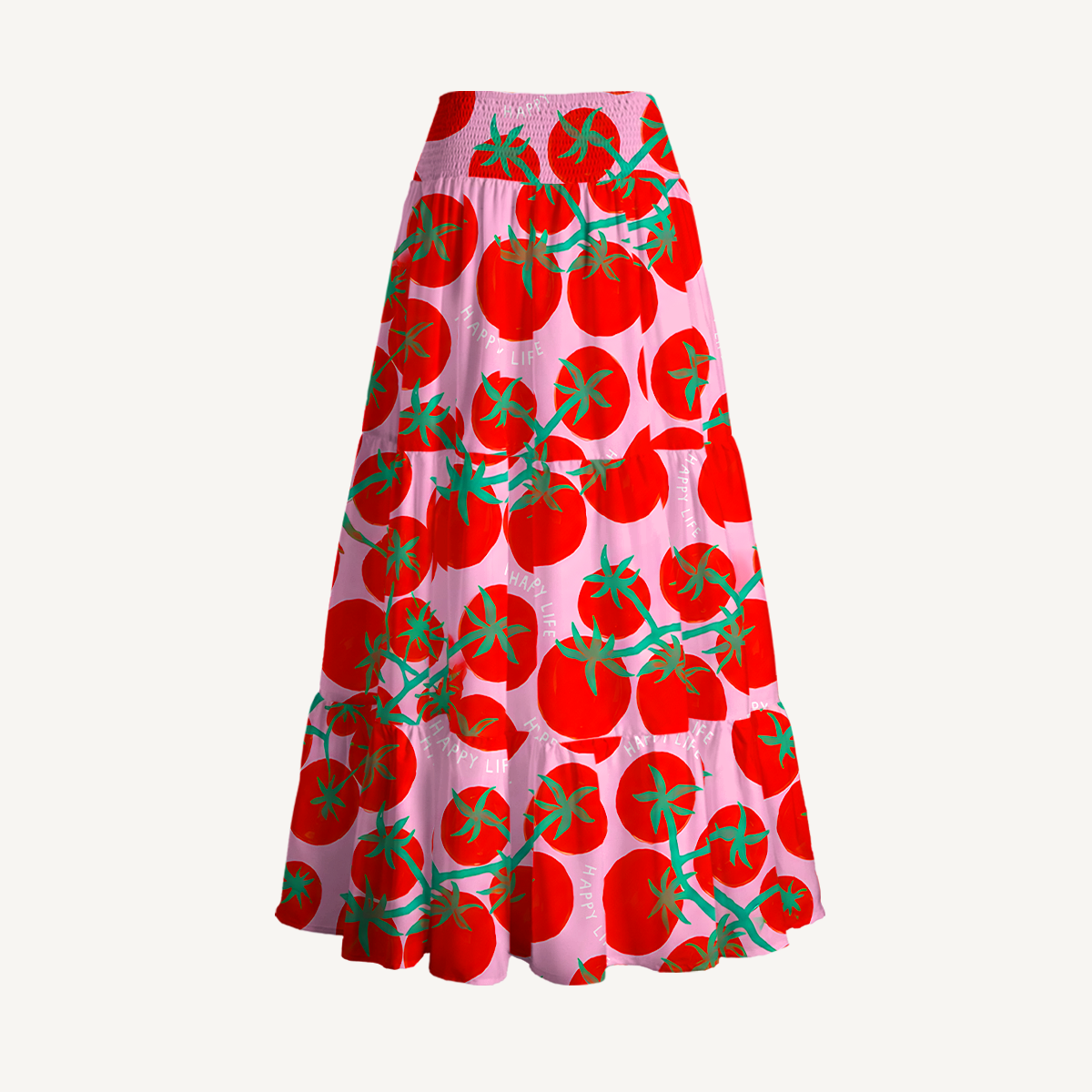 Tomato Garden Delight Summer Maxi Skirt