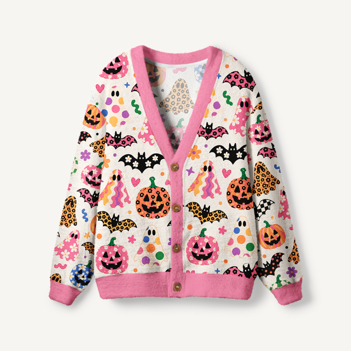 Ghost Pumpkin Bat Halloween Cardigan Sweaters