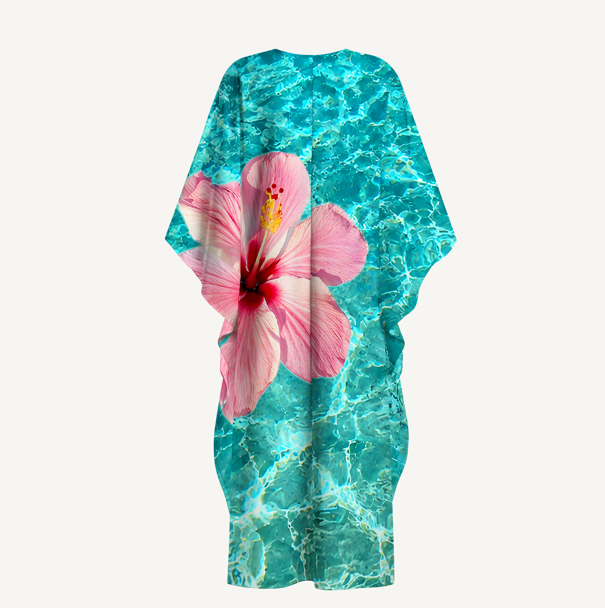 Hibiscus on the sea Kimono Sleeve Kaftan Dress