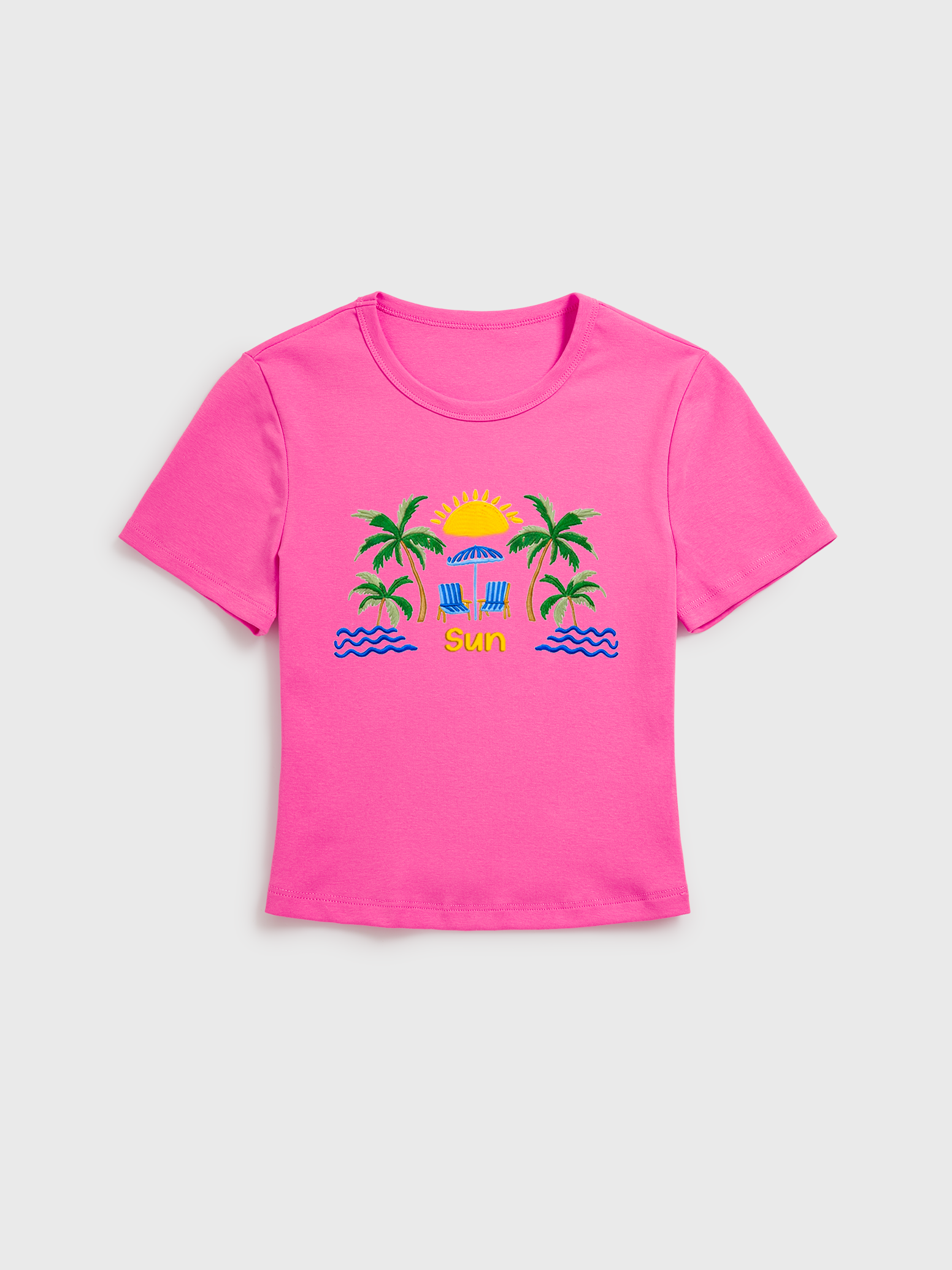 Lemon & Palm Beach Print Crew Neck Cotton Tee