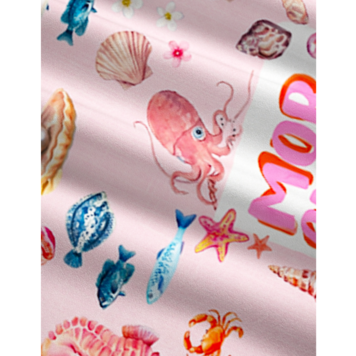Pink Ocean Life Jumpsuit with Pockets for Women