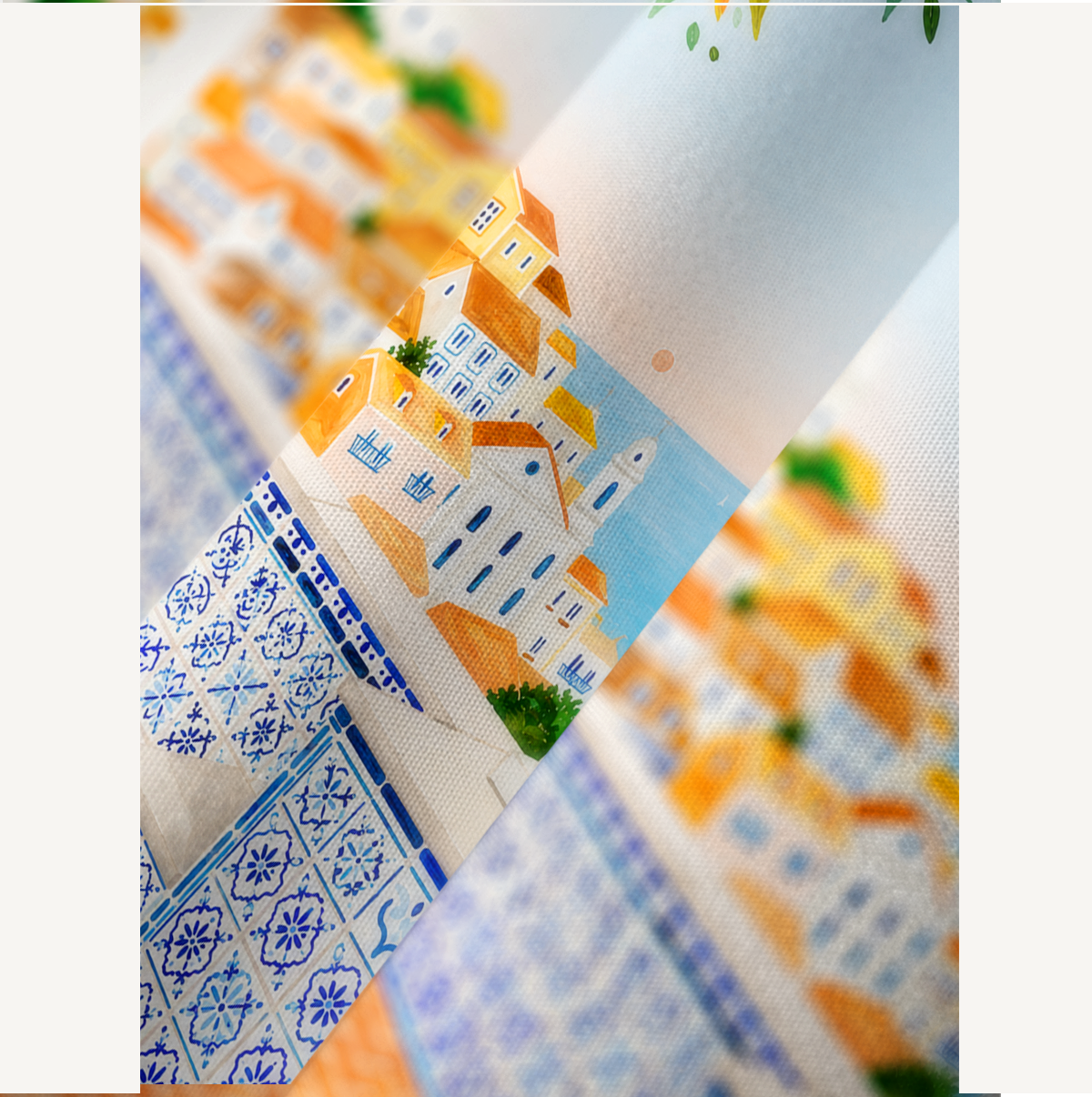 Lisbon Cityscape Kimono Sleeve Kaftan Dress