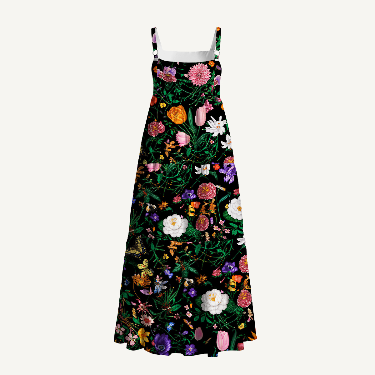Midnight Wildflower & Butterfly Strap Maxi Dress With Pockets