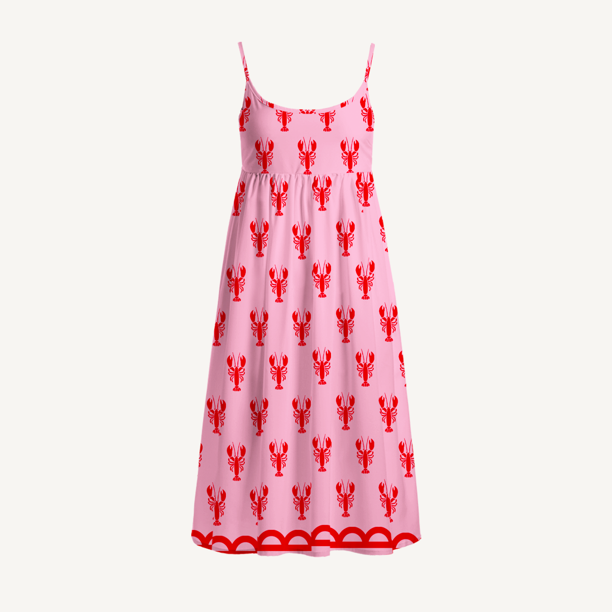 Pink Lobster Spaghetti Strap Mini Dress