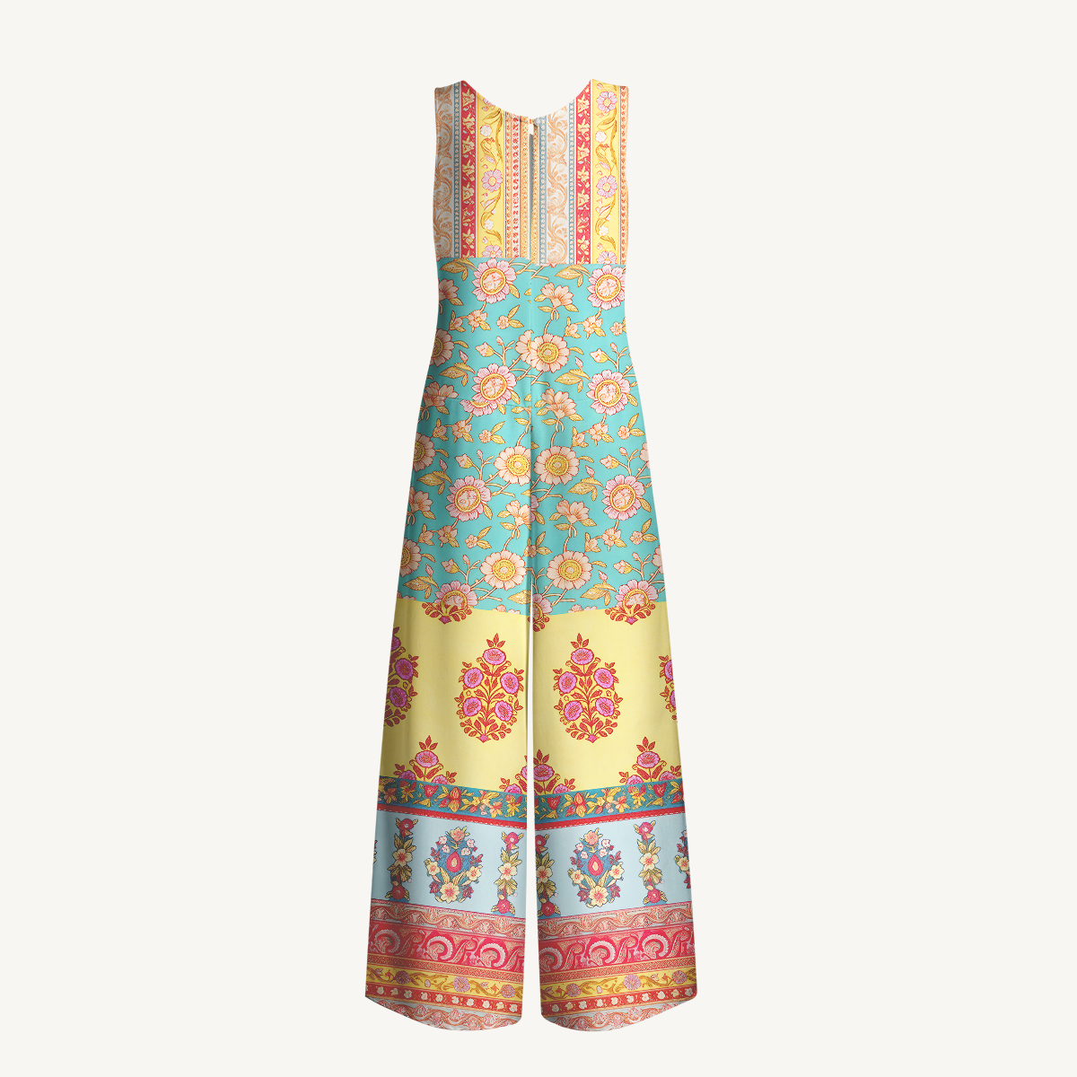 Paisley Inspired Pattern Womens Jumpsuit With Pockets