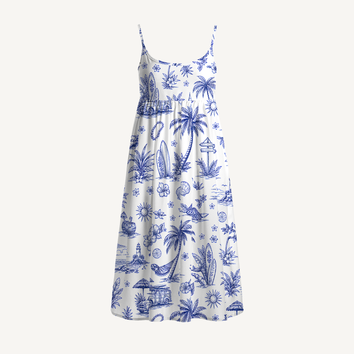Island Holiday Toile Summer Mini Dress 