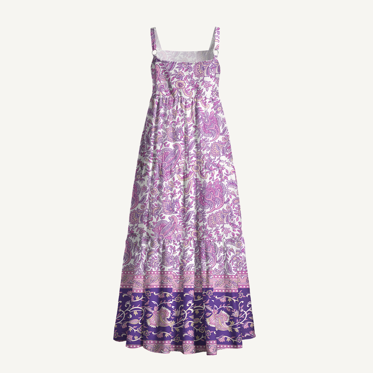 Violet Paisley Garden Summer Maxi Dress With Pockets